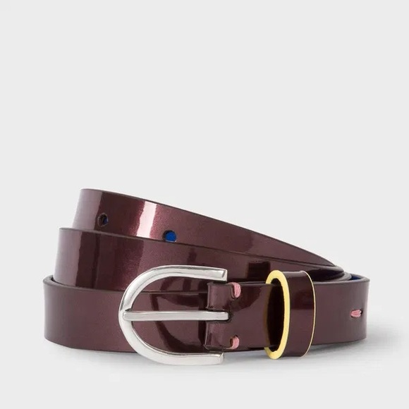 Paul Smith Accessories - PAUL SMITH Women’s Thin Plumb Metallic Damson Belt